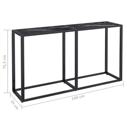 Console Table Black Marble 140x35x75.5cm Tempered Glass