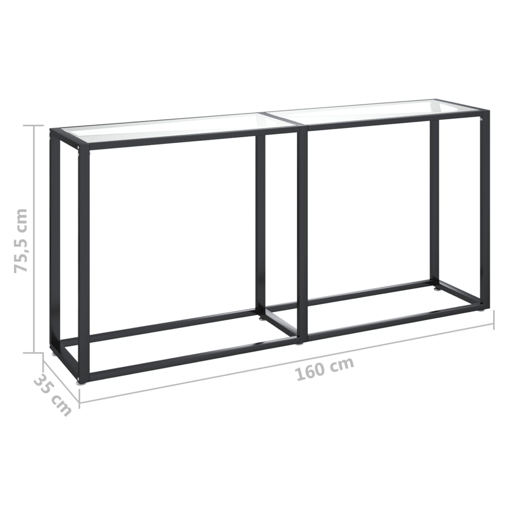 Console Table Transparent 160x35x75.5cm Tempered Glass