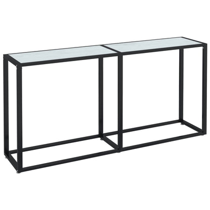 Console Table White Marble 160x35x75.5cm Tempered Glass