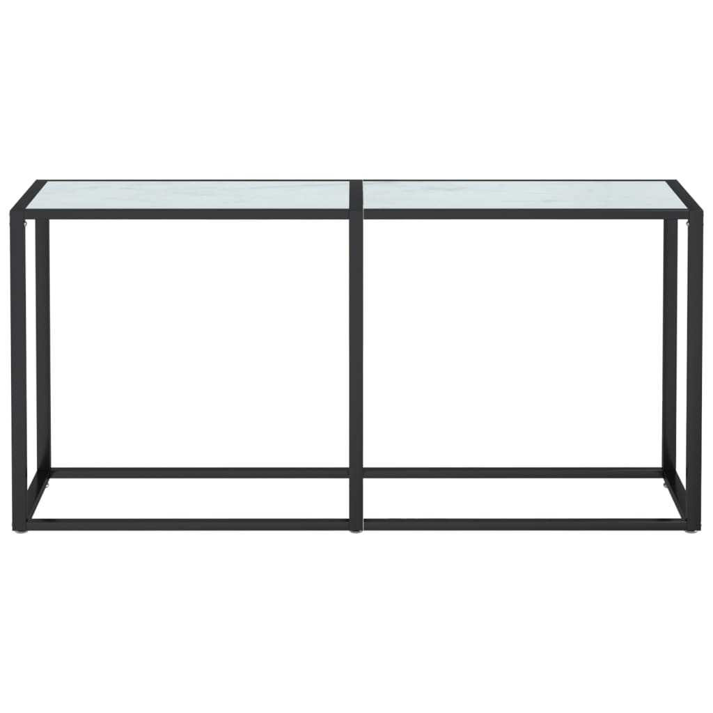 Console Table White Marble 160x35x75.5cm Tempered Glass