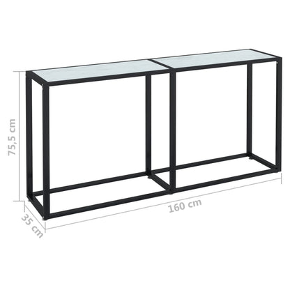 Console Table White Marble 160x35x75.5cm Tempered Glass