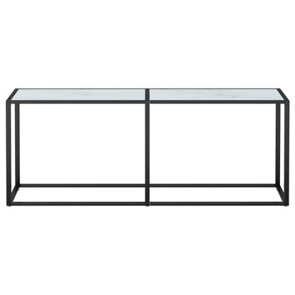 Console Table White Marble 200x35x75.5cm Tempered Glass