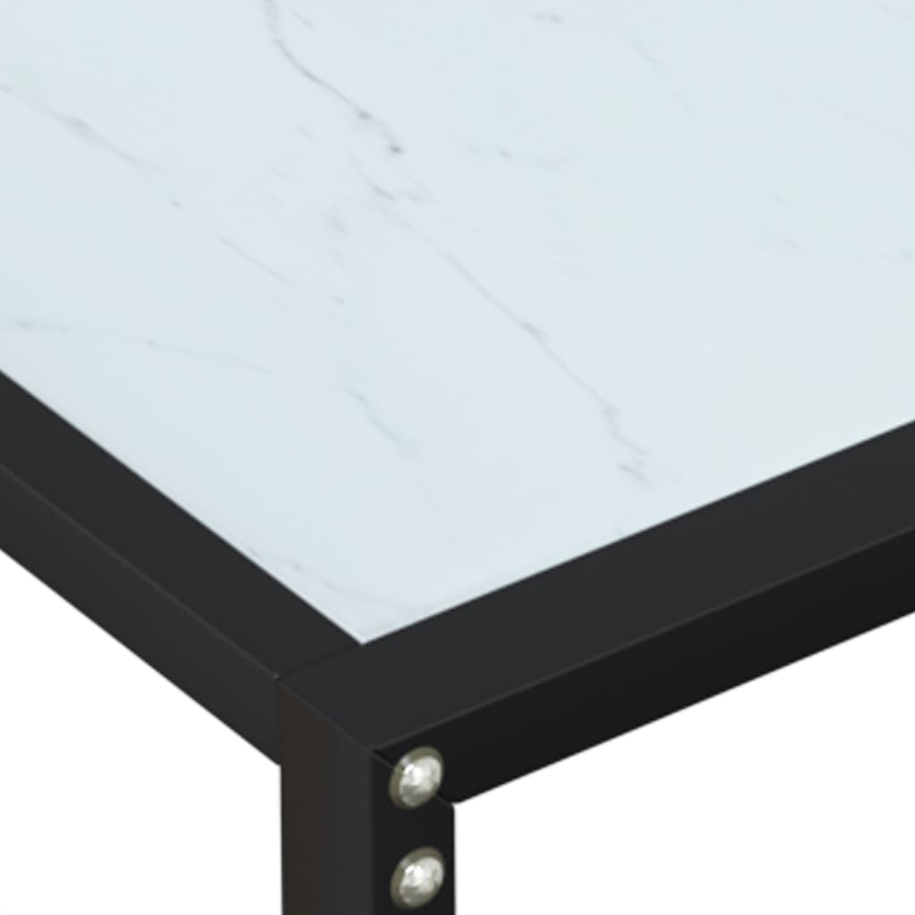 Console Table White Marble 200x35x75.5cm Tempered Glass