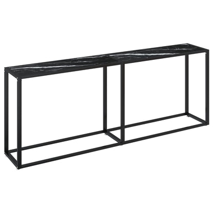 Console Table Black Marble 200x35x75.5cm Tempered Glass