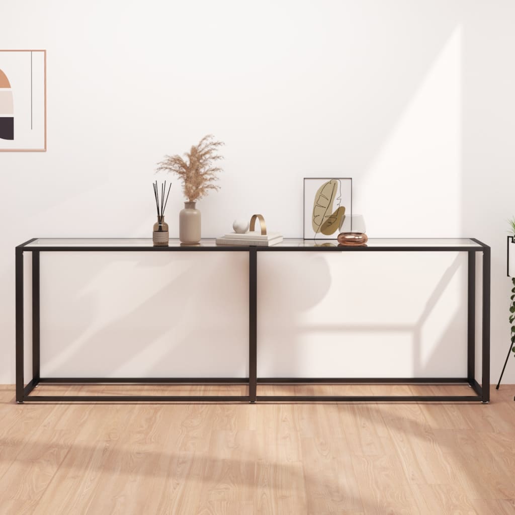 Console Table Transparent 220x35x75.5cm Tempered Glass