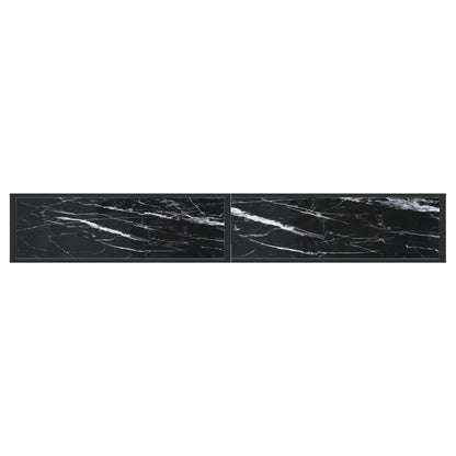 Console Table Black Marble 220x35x75.5cm Tempered Glass