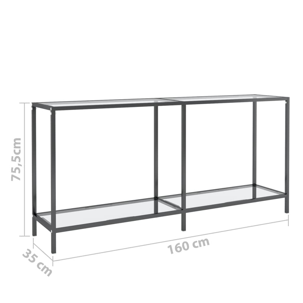 Console Table Transparent 160x35x75.5 cm Tempered Glass