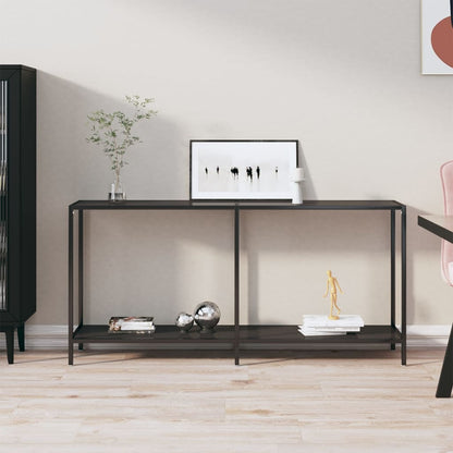 Console Table Black 160x35x75.5 cm Tempered Glass