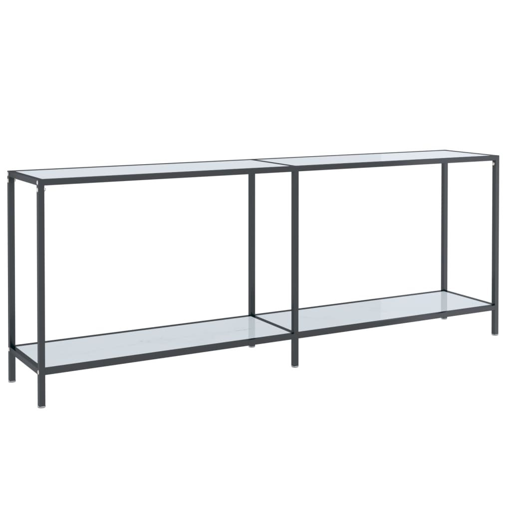 Console Table White 200x35x75.5 cm Tempered Glass