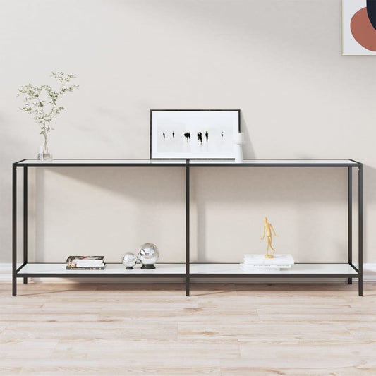 Console Table White 200x35x75.5 cm Tempered Glass