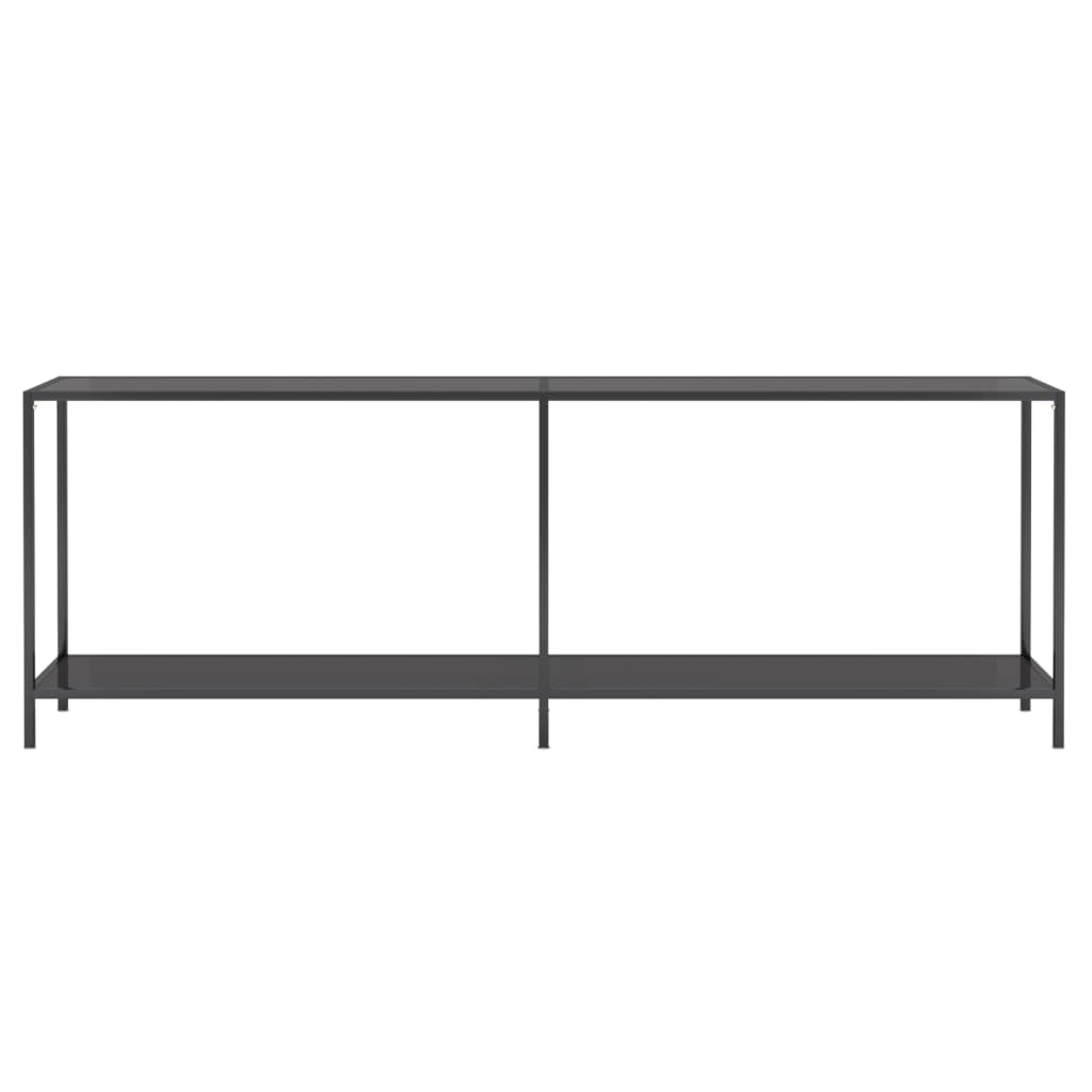 Console Table Black 220x35x75.5 cm Tempered Glass