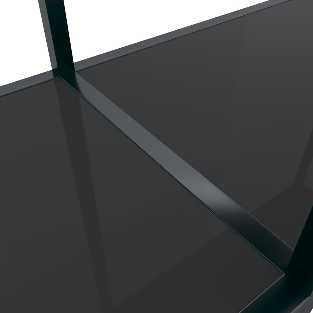 Console Table Black 220x35x75.5 cm Tempered Glass