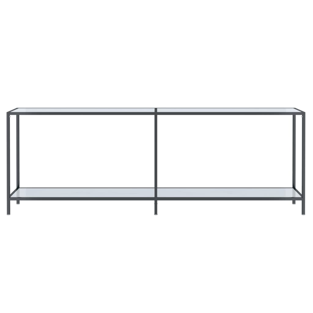 Console Table White 220x35x75.5 cm Tempered Glass