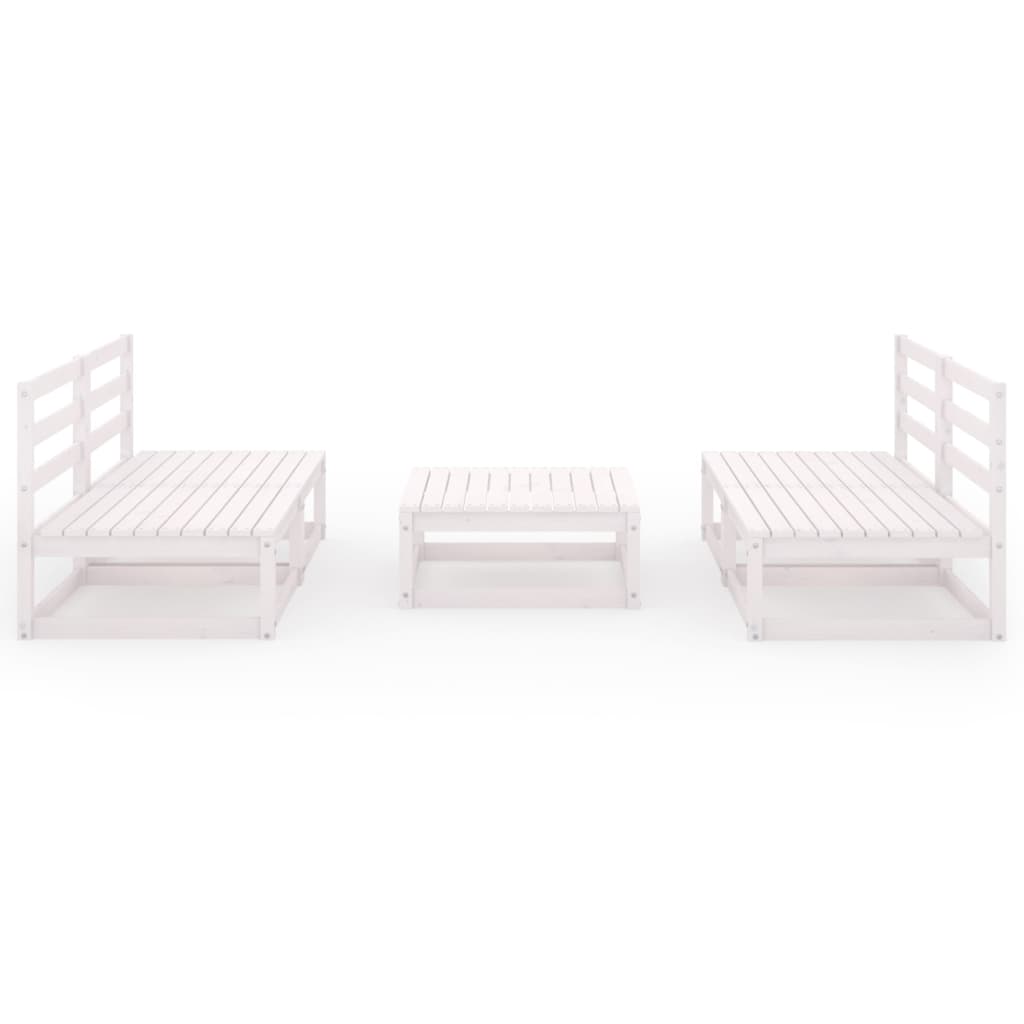 5 Piece Garden Lounge Set White Solid Wood Pine