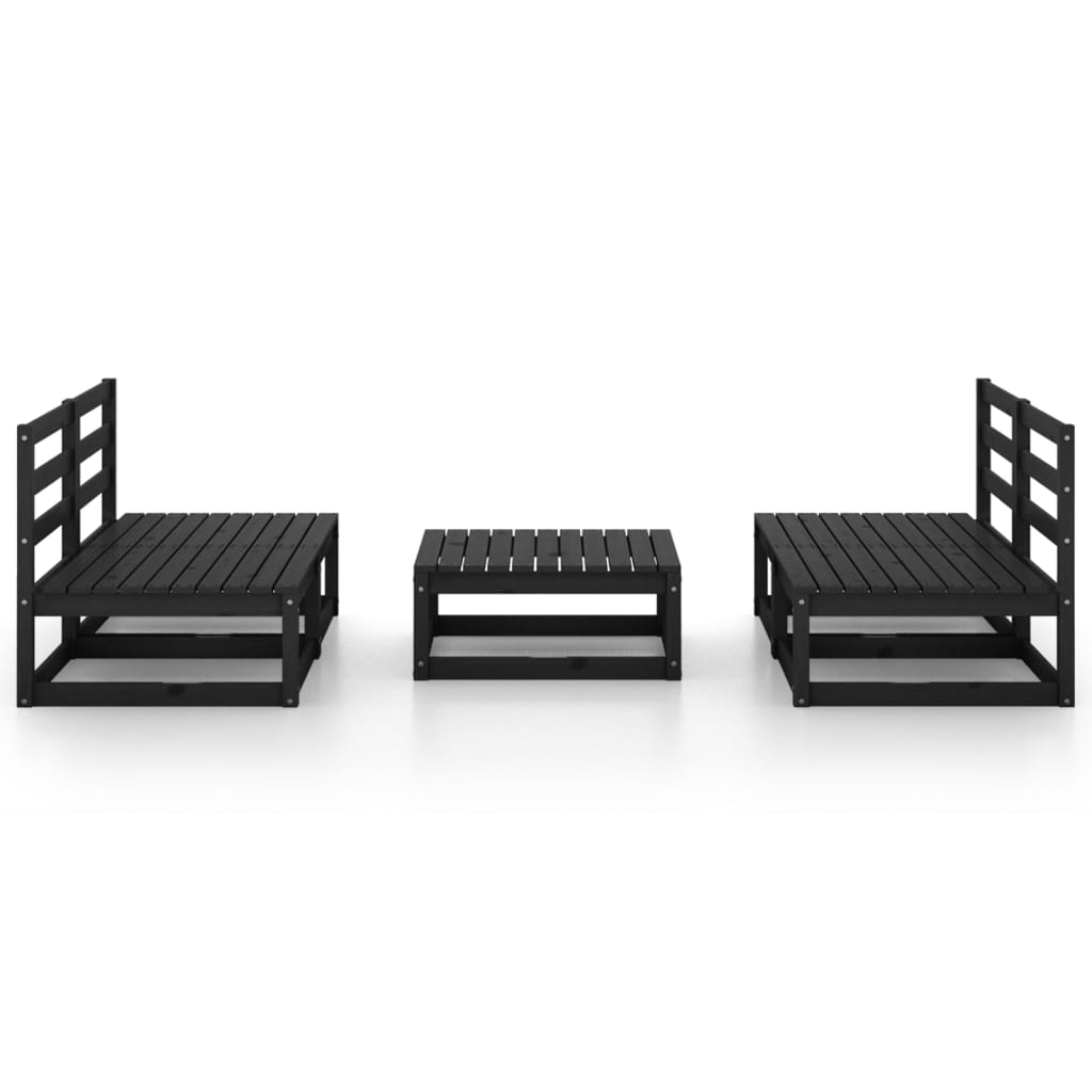 5 Piece Garden Lounge Set Black Solid Pinewood