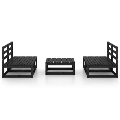 5 Piece Garden Lounge Set Black Solid Pinewood