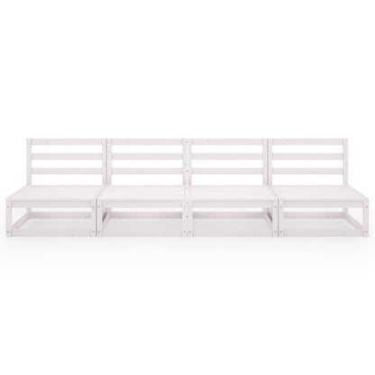 Garden 4-Seater Sofa White Solid Pinewood