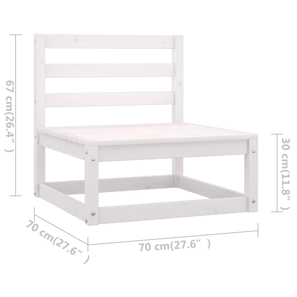 5 Piece Garden Lounge Set White Solid Wood Pine