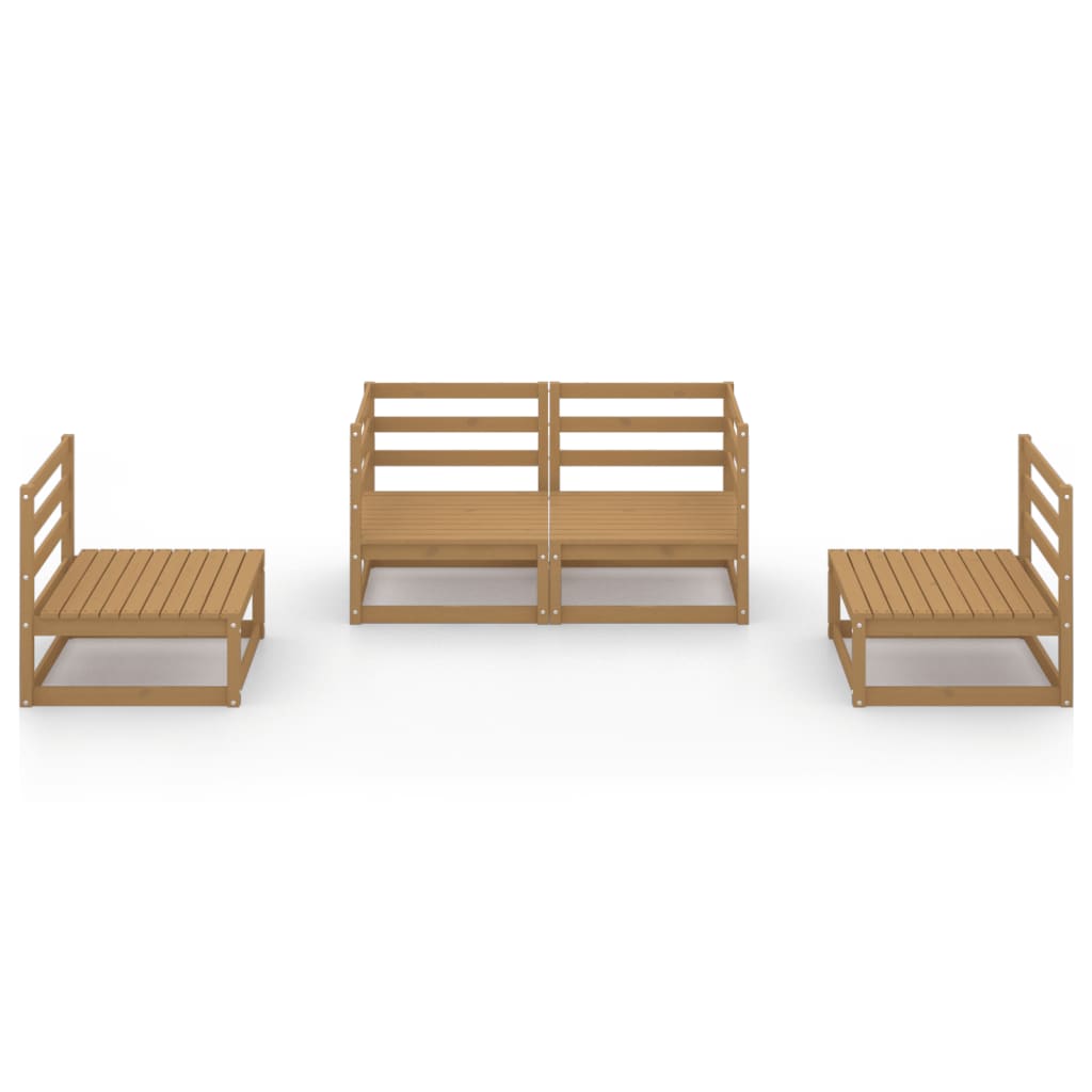 4 Piece Garden Lounge Set Honey Brown Solid Pinewood