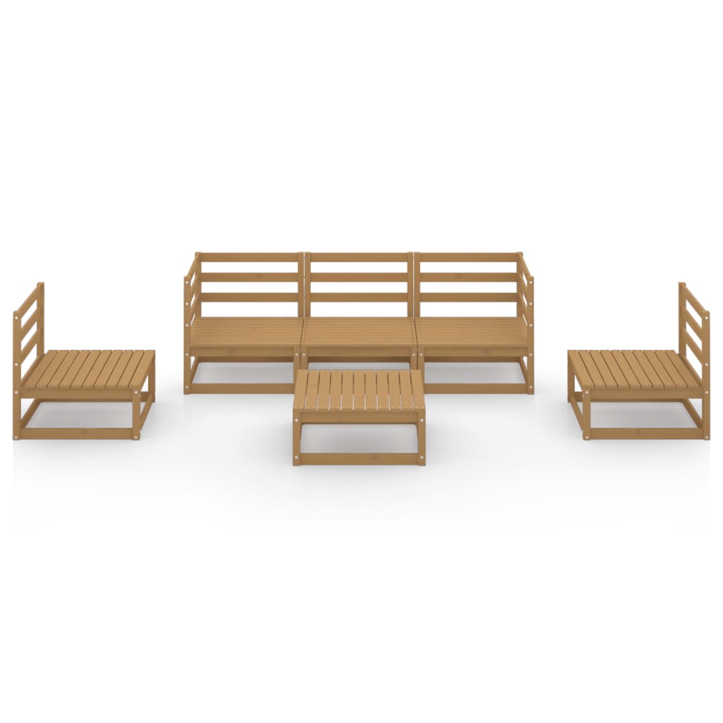 6 Piece Garden Lounge Set Honey Brown Solid Wood Pine