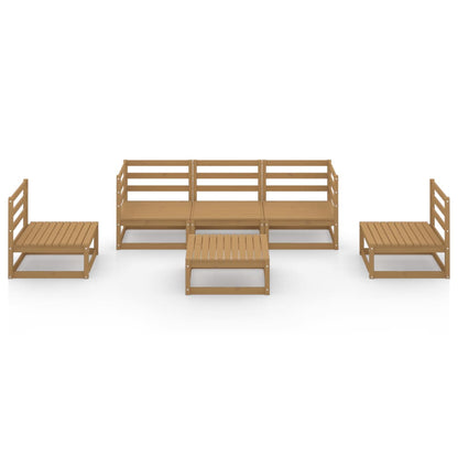 6 Piece Garden Lounge Set Honey Brown Solid Wood Pine