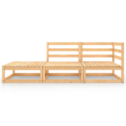 4 Piece Garden Lounge Set Solid Wood Pine