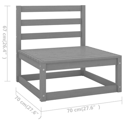 5 Piece Garden Lounge Set Grey Solid Wood Pine