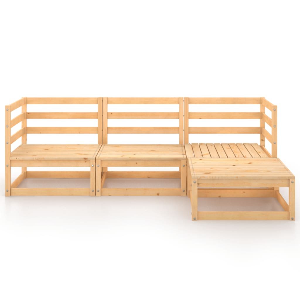 4 Piece Garden Lounge Set Solid Wood Pine