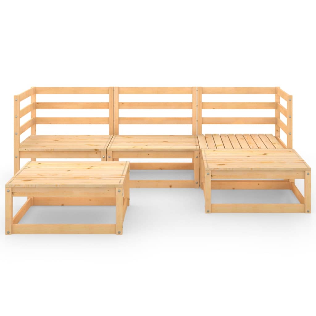 5 Piece Garden Lounge Set Solid Wood Pine