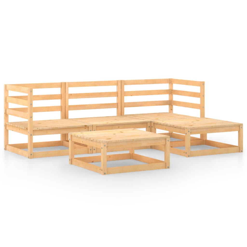 5 Piece Garden Lounge Set Solid Wood Pine