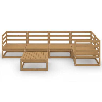 6 Piece Garden Lounge Set Honey Brown Solid Wood Pine