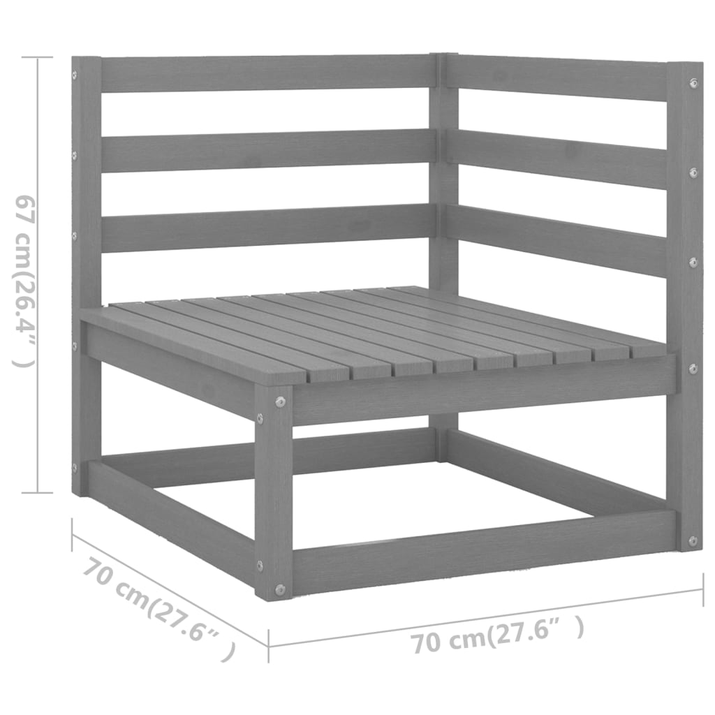 9 Piece Garden Lounge Set Grey Solid Pinewood