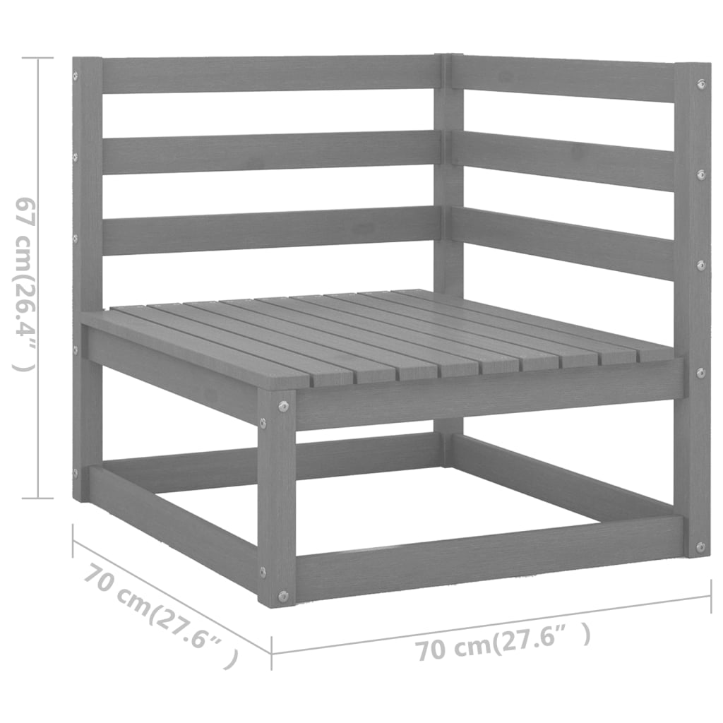 9 Piece Garden Lounge Set Grey Solid Pinewood