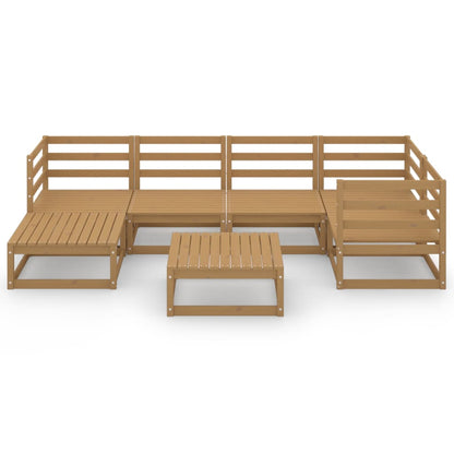 7 Piece Garden Lounge Set Honey Brown Solid Wood Pine