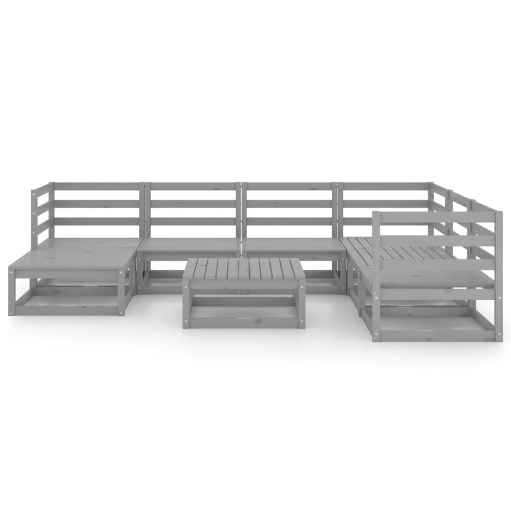 8 Piece Garden Lounge Set Grey Solid Pinewood