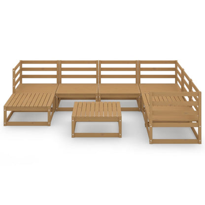 8 Piece Garden Lounge Set Honey Brown Solid Pinewood