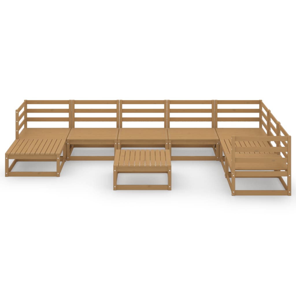 9 Piece Garden Lounge Set Honey Brown Solid Pinewood