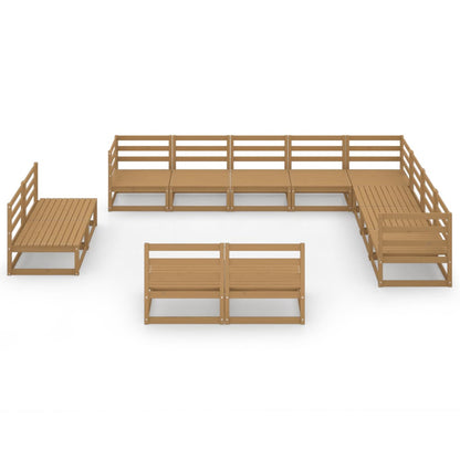 12 Piece Garden Lounge Set Honey Brown Solid Pinewood