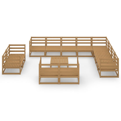 13 Piece Garden Lounge Set Honey Brown Solid Pinewood