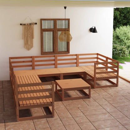 9 Piece Garden Lounge Set Solid Pinewood