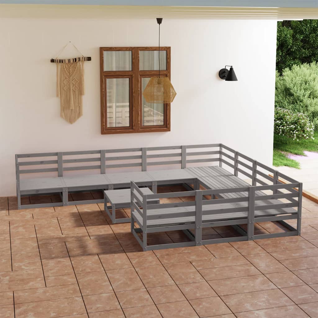 11 Piece Garden Lounge Set Solid Pinewood