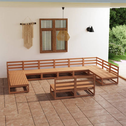 12 Piece Garden Lounge Set Solid Pinewood