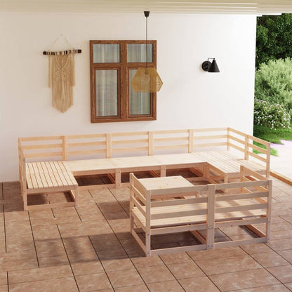 10 Piece Garden Lounge Set Solid Pinewood