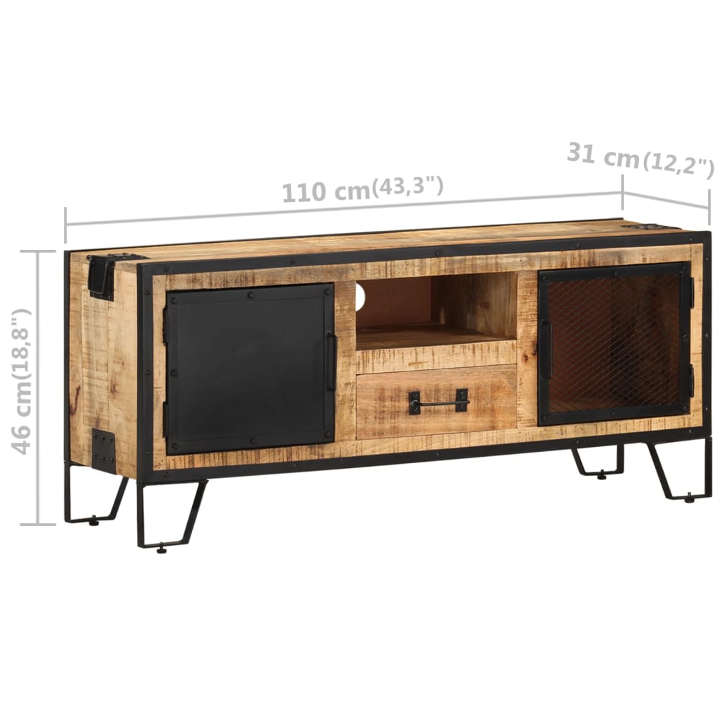 TV Cabinet 110x31x46 cm Rough Mango Wood