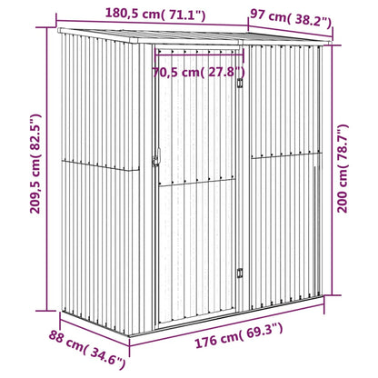 Garden Shed Anthracite 180.5x97x209.5 cm Galvanised Steel