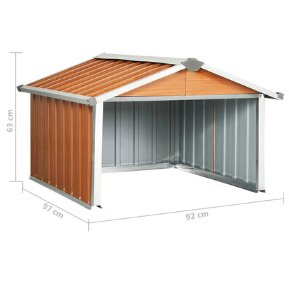 Garden Robot Lawnmower Shed 92x97x63 cm Galvanised Steel Brown