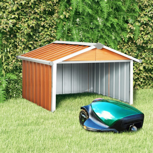 Garden Robot Lawnmower Shed 92x97x63 cm Galvanised Steel Brown