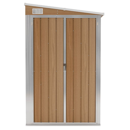 Wall-mounted Garden Shed Brown 118x100x178 cm Galvanised Steel