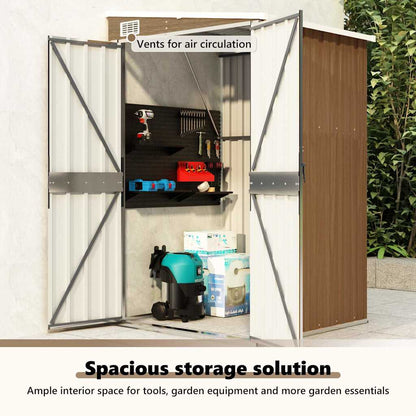 Wall-mounted Garden Shed Brown 118x100x178 cm Galvanised Steel