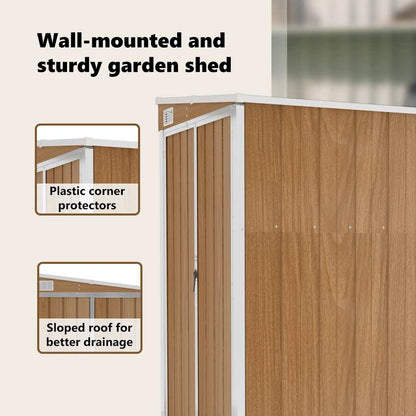 Wall-mounted Garden Shed Brown 118x100x178 cm Galvanised Steel